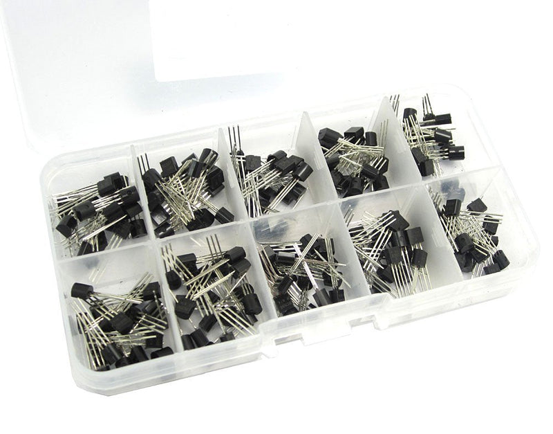 DollaTek 10 Values 200PCS NPN PNP Power Transistor Assortment Assorted Kit BC327-BC558 with Clear Plastic Box