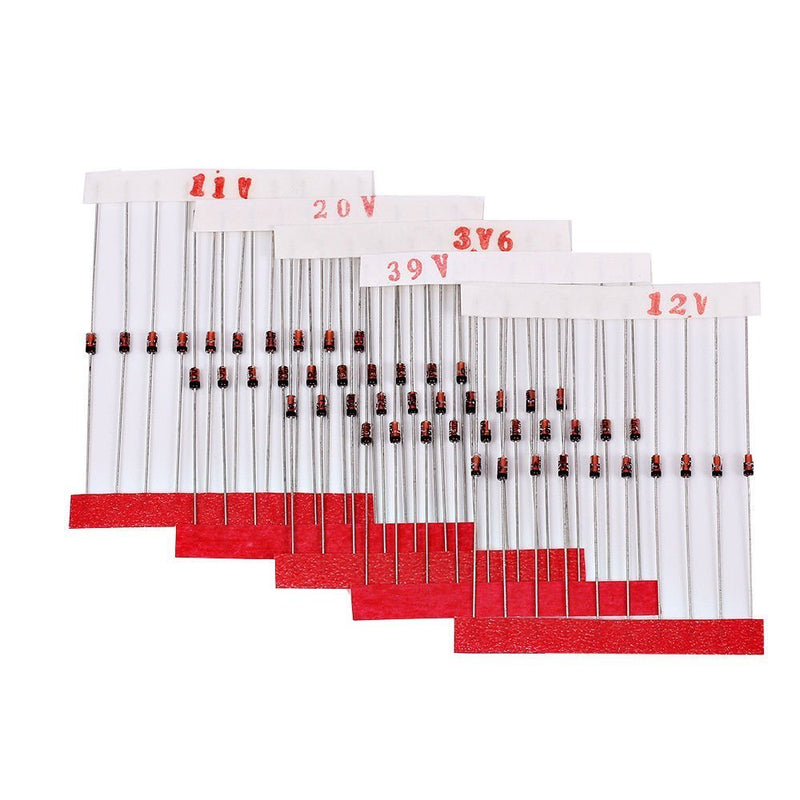 DollaTek 300Pcs (2V~39V) 30 Values 1/2W 0.5W Zener Diode Set Mixed Assortment KIT