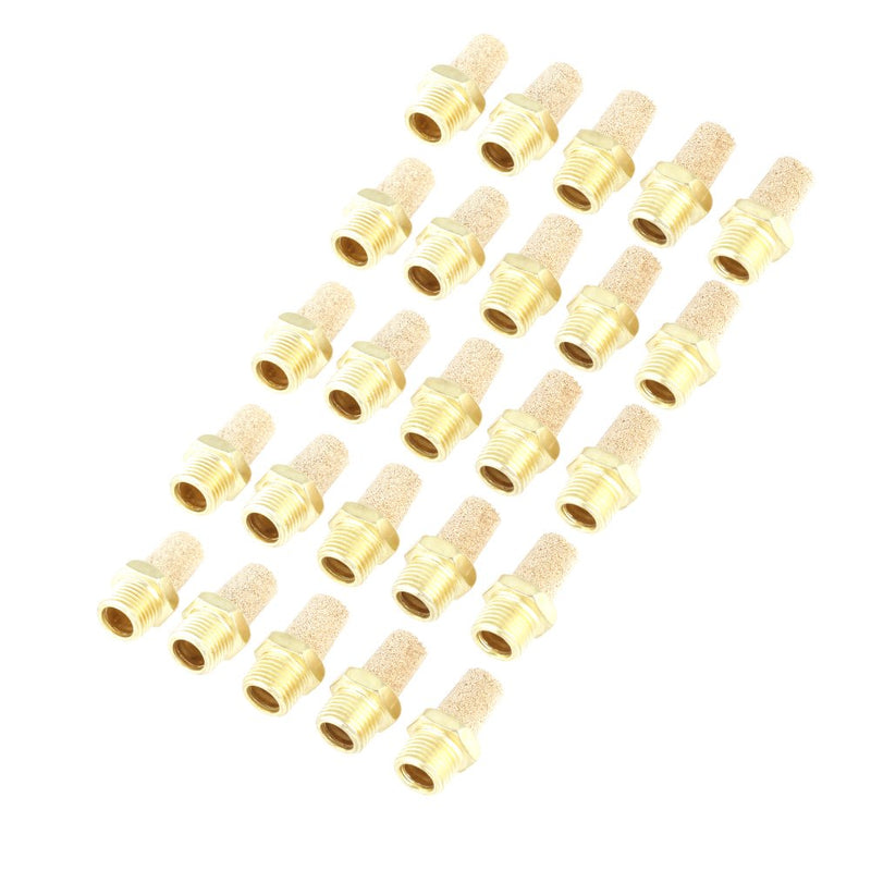 25Pcs/Set Solenoid Valve Pneumatic Silencer Filter Silencer G1/8 Male Thread Pneumatic Air Exhaust Noise Filter Silencer Silencer