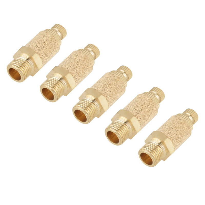 5pcs/set 1/8 BSP Valve Thread Adjustable Brass Pneumatic Silencer Thread Flat Head Pneumatic Air Flow Speed Controller