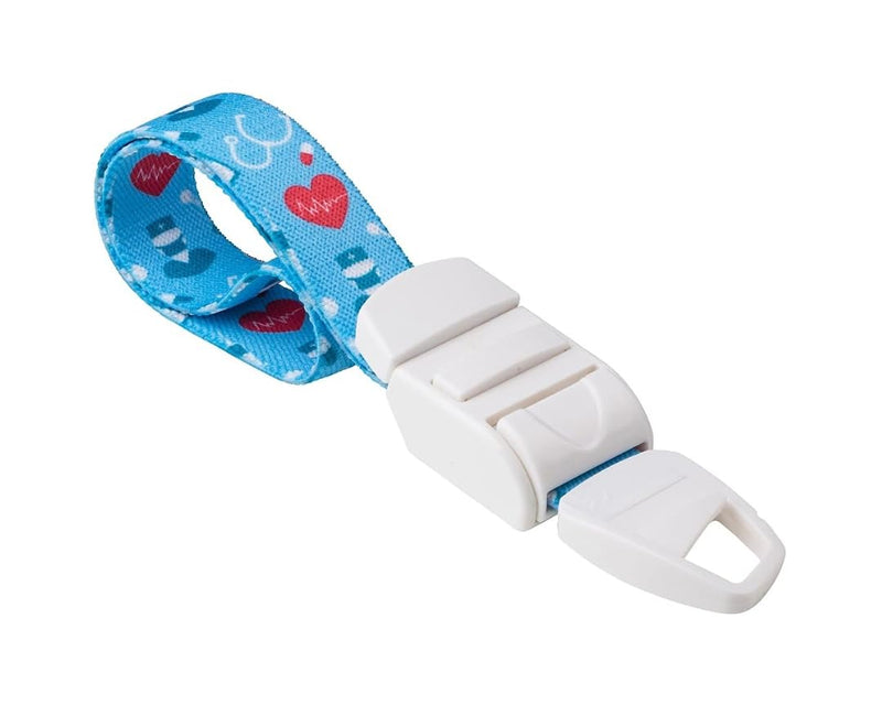 Professional quick and slow release medical nurse tourniquets, variety of patterns. Light blue with medical pattern