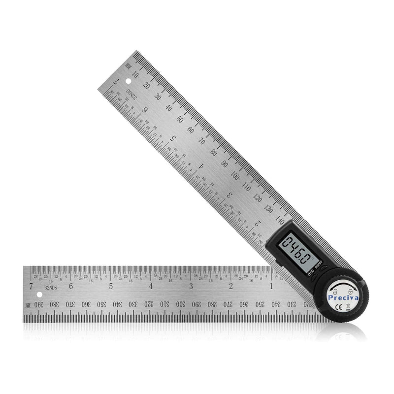 Preciva Protractor, Preciva Digital Angle Bevel with Locking Function, Measuring Range: 000.0°~999.9°, Stainless Steel Ruler for Woodworking, Home Work - 400 mm/14 Inches