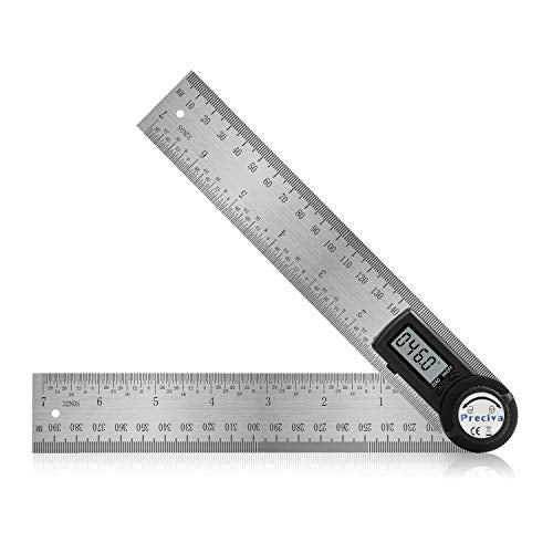 Preciva Protractor, Digital Angle Protractor with Locking Function, Measuring Range: 000.0~999.9°, Stainless Steel Ruler for Woodworking and DIY, 400 mm