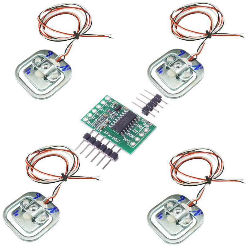 Aihasd 4PCS Human Body Weight of Load Cell Weighting Sensor 50KG Half Bridge with Amplifier HX711 AD Module Strain Gauge Personal Scales
