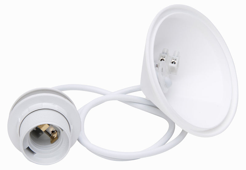 Kopp cord pendant for lampshades, 11cm ceiling canopy with strain relief and approx. 55cm cable H03VV-F2 x 0.75 mm², ISO socket E27 with shade support ring, white, 216901045 white