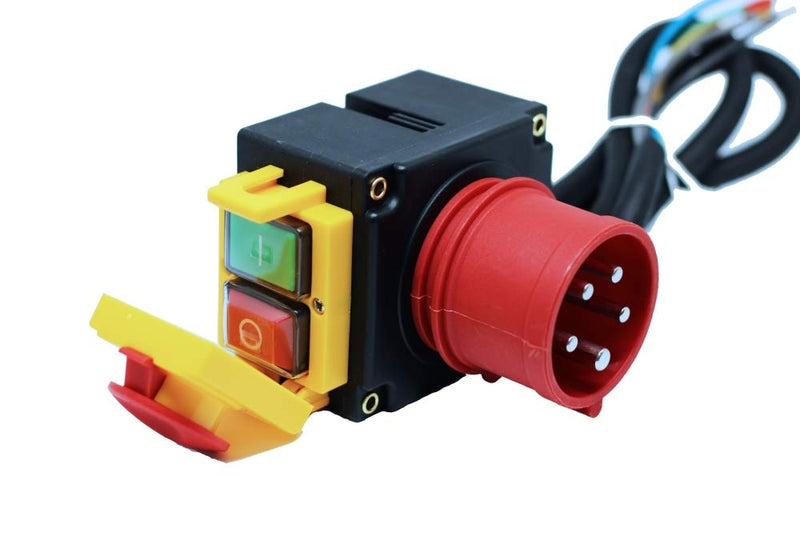 Switch - plug combination 3-phase 400V with 80cm cable, phase inverter and magnetic emergency stop switch - identical to KEDU KOA7 400V