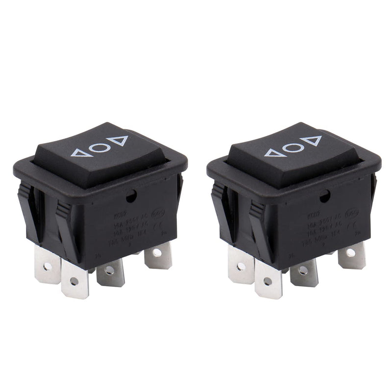 Heschen Rocker Switch 16A 250VAC ON-OFF-ON Momentary DPDT 6 Terminals Black 2Pack