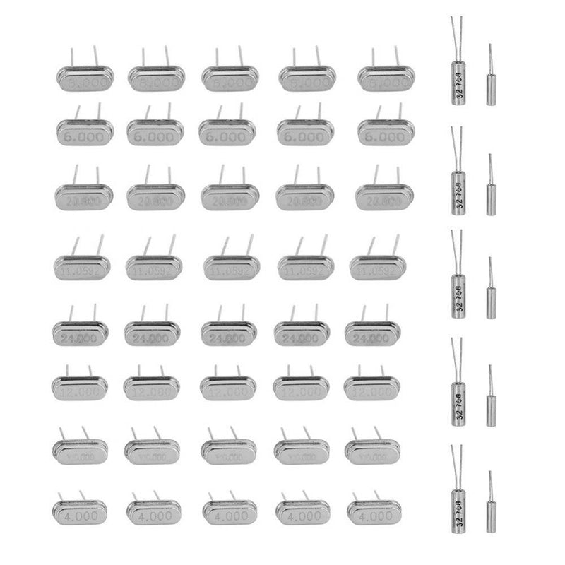 50 pieces 10 value quartz crystal oscillator 32.768 kHz -24 MHz DIY crystal resonators assortment kit assorted set