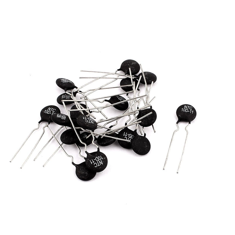 sourcing map 20pcs NTC 10D-11 10Ohm +/-10% current limit force type thermistor