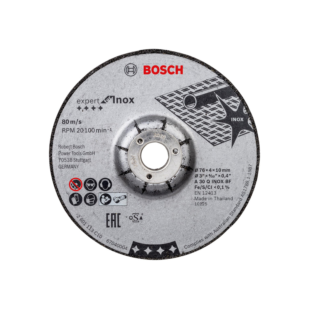 Bosch Professional 2x grinding disc Expert for Inox (for stainless steel, Ø 76 x 4 x 10 mm, angle grinder accessories)