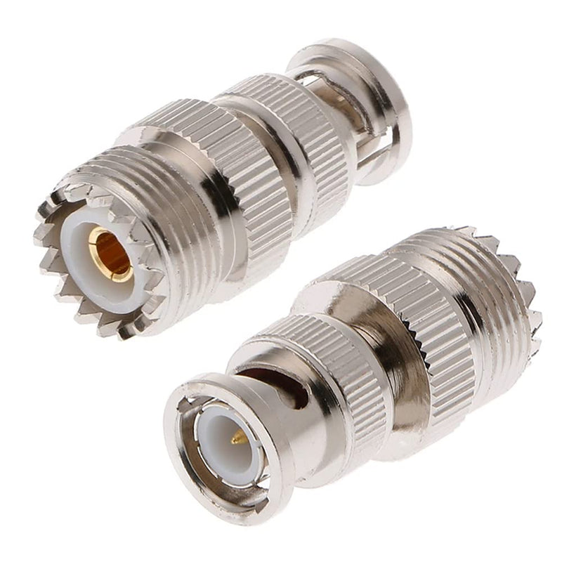 TengKo BNC Male to UHF Female SO-239 SO239 Adapter Connector RF Coaxial Coax Adapter for Antenna Coaxial Cable Radio Scanner (2 Pack) 2 Pack