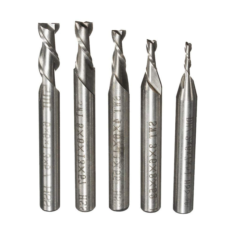 ChaRLes 5 pieces 2 flute 2/3/4/5/6 mm 6 mm shank cutter HSS end mill CNC engraving bit