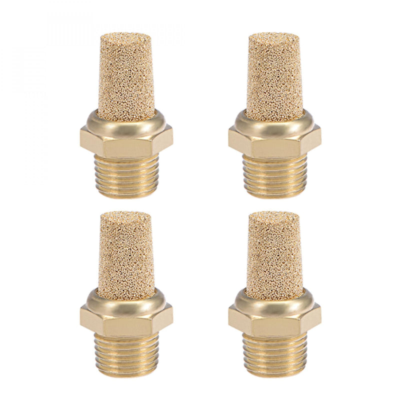 sourcing map 4 pieces silencer 1/8 PT sinter bronze exhaust brass body protruding
