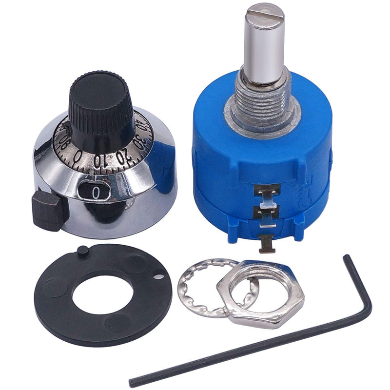 Taiss/100k ohm potentiometer 3590S-2-104L 10-speed wire winding precision potentiometer, with adjustable resistance count knob 100k ohm