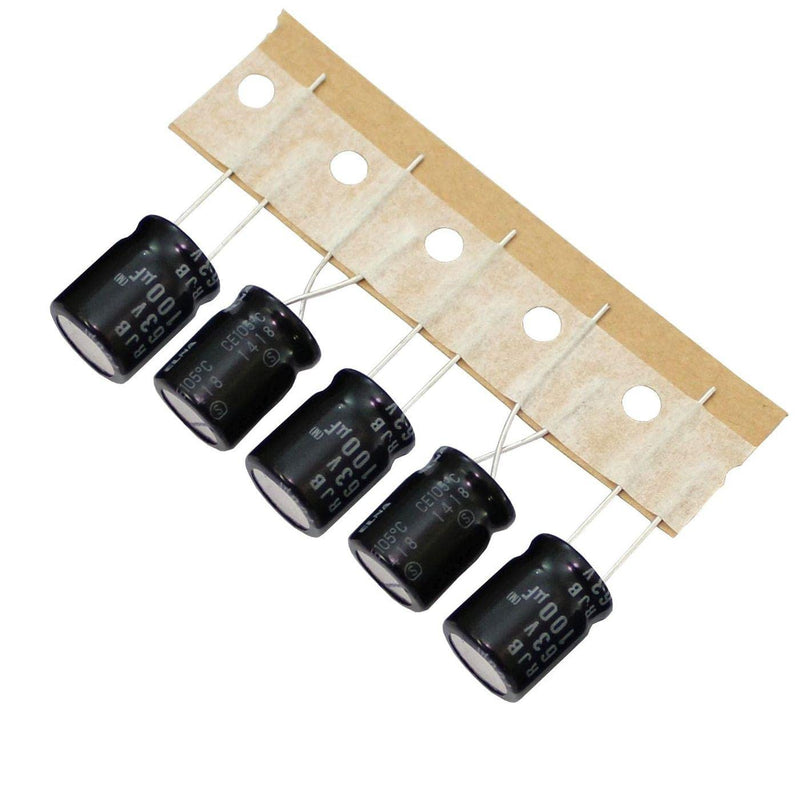 20x Elko capacitor radial 100µF 63V | Electrolytic capacitor up to 105°C | 100uF Electrolytic Capacitor from Elna