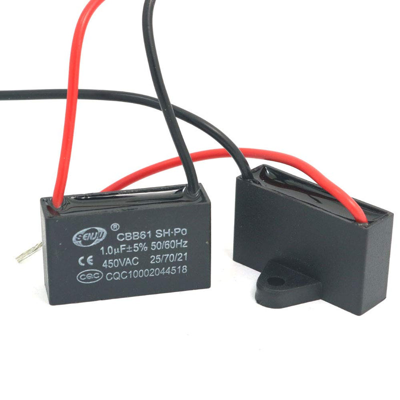 DollaTek 2Pcs CBB61 1uF 450V AC 50/60Hz Air Conditioner Fan Motor Running Capacitor 1uF