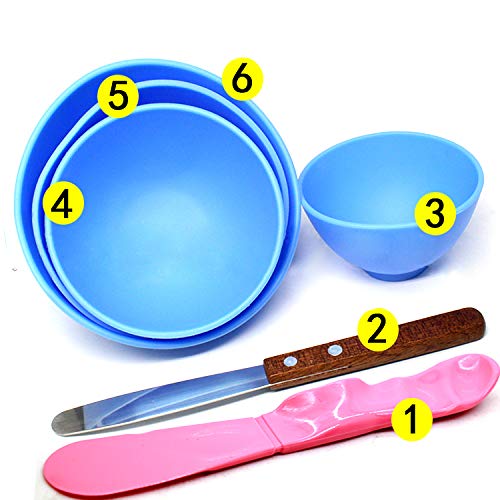 BONEW 4 x plastic toothbrush bowls for alginate, modeling clay, rubber plaster bowl + 2 mixing spatulas