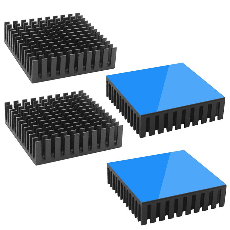 Tuloka Heat Sink with Thermal Conductive 4pcs Heatsink Aluminum Heat Sink Cooler Fin Heat Sink for High Power LED Amplifier Transistor, L40mm x W40mm x H11mm
