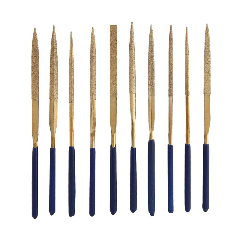 Diamond File,Titanium Coated Diamond Needle File Set 10pcs Titanium Alloy Diamond Files Repair Tool Metal Glass Ceramic Jewelry Carving