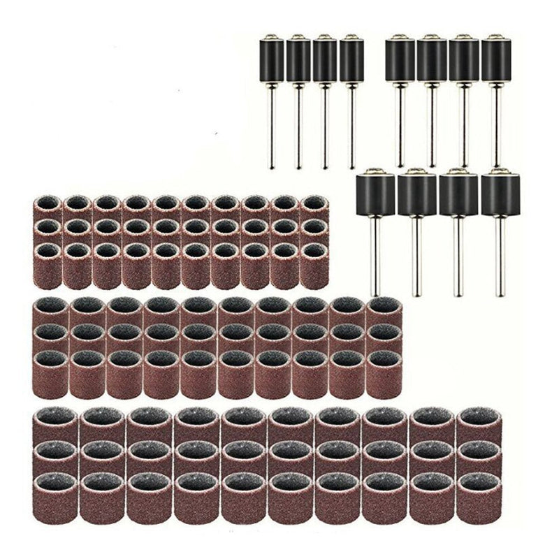 102 pieces sanding sleeves sanding rollers set, 90 x sanding belts and 12 x sanding rollers, drill sanding attachment for wood, metal, suitable