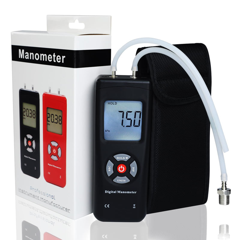 Portable Digital Manometer HVAC Air Vacuum Gas Differential Pressure Gauge Air Pressure Gauge Meter Tester 11 Units with Backlight