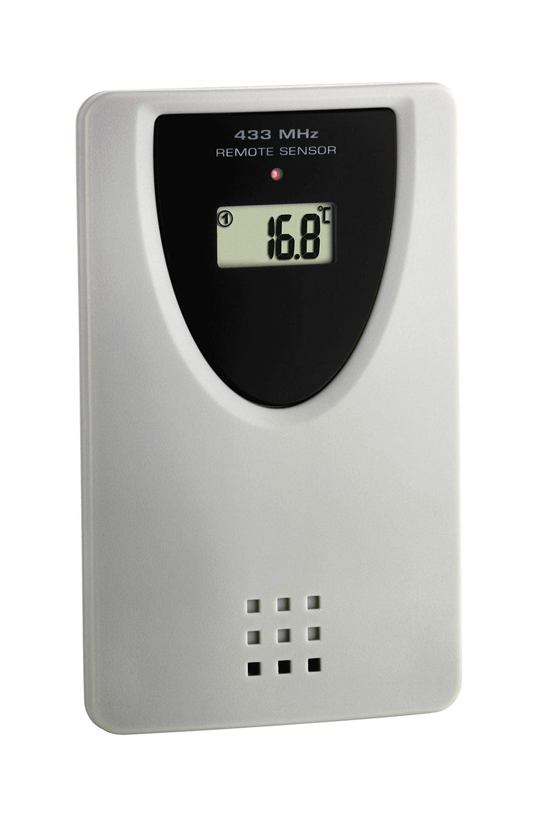 TFA Dostmann Temperature Transmitter, 30.3210.10, Replacement Transmitter for TFA Radio Stations 30.3047 | 30.3048 | 60.4510 | 60.4518, with Display, Grey
