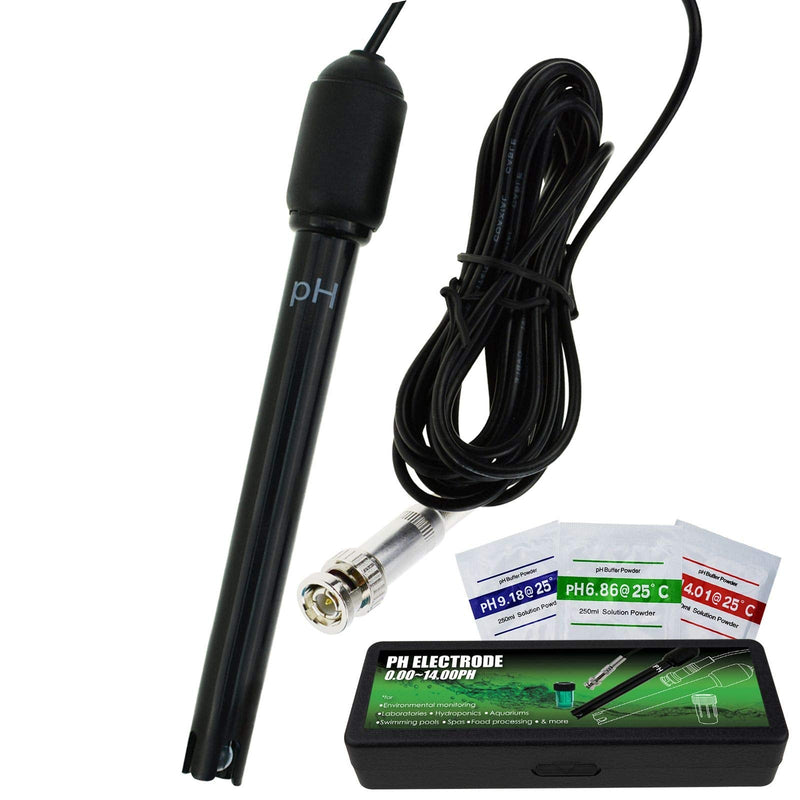 Long body pH electrode with BNC socket probe 300cm cable 0-14pH for pH meter, pH controller pH device economical sensor long tube