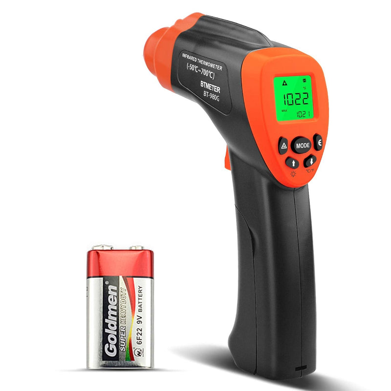 BTMETER 980G Non-Contact Digital Infrared Thermometer-16:1 High IR Laser Temp Gun for Kitchen Cooking Grilling Automotive (-58℉-1292℉) (NOT for Human Temp) BT-980G(-50~700℃, D:S 16:1)