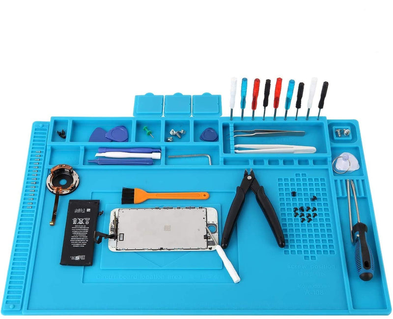 Aweohtle Silicone Soldering Mat 500℃ Heat-Resistant Magnetic Repair Mat Work Mat Soldering Mat Anti-Static for Soldering Guns, Hot Guns - Large 45x 30cm