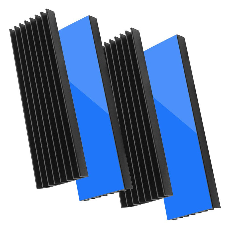 Akuoly Set of 4 Aluminium Heatsink PC Cooling Fins Cooler Set Heatsink with Thermal Adhesive Tape 70 mm x 22 mm x 6 mm Black