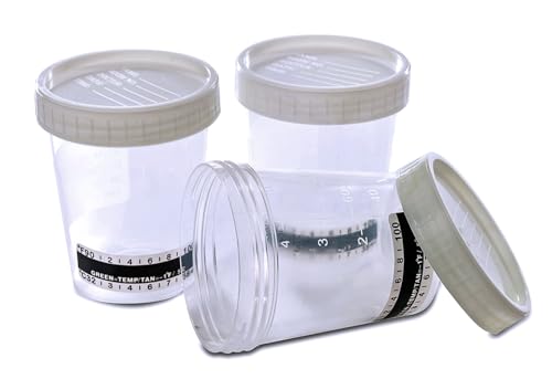 Sterile Urine Cup / Sample Cup Screw Top 120ml with Temperature Indicator Pack of 5