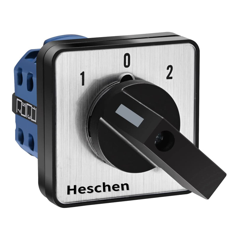 Heschen, universal cam switch, rotary switch, changeover switch SZW26-20/D202.2, Ui 660V, Ie 20A, 3 positions (on-off-on), 2 phases, 8 terminals, CE