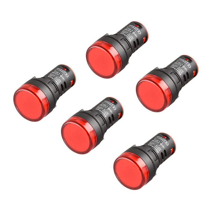 Heschen 22mm LED indicator light AD16-22D/S 24VDC 20mA red light color pack of 5