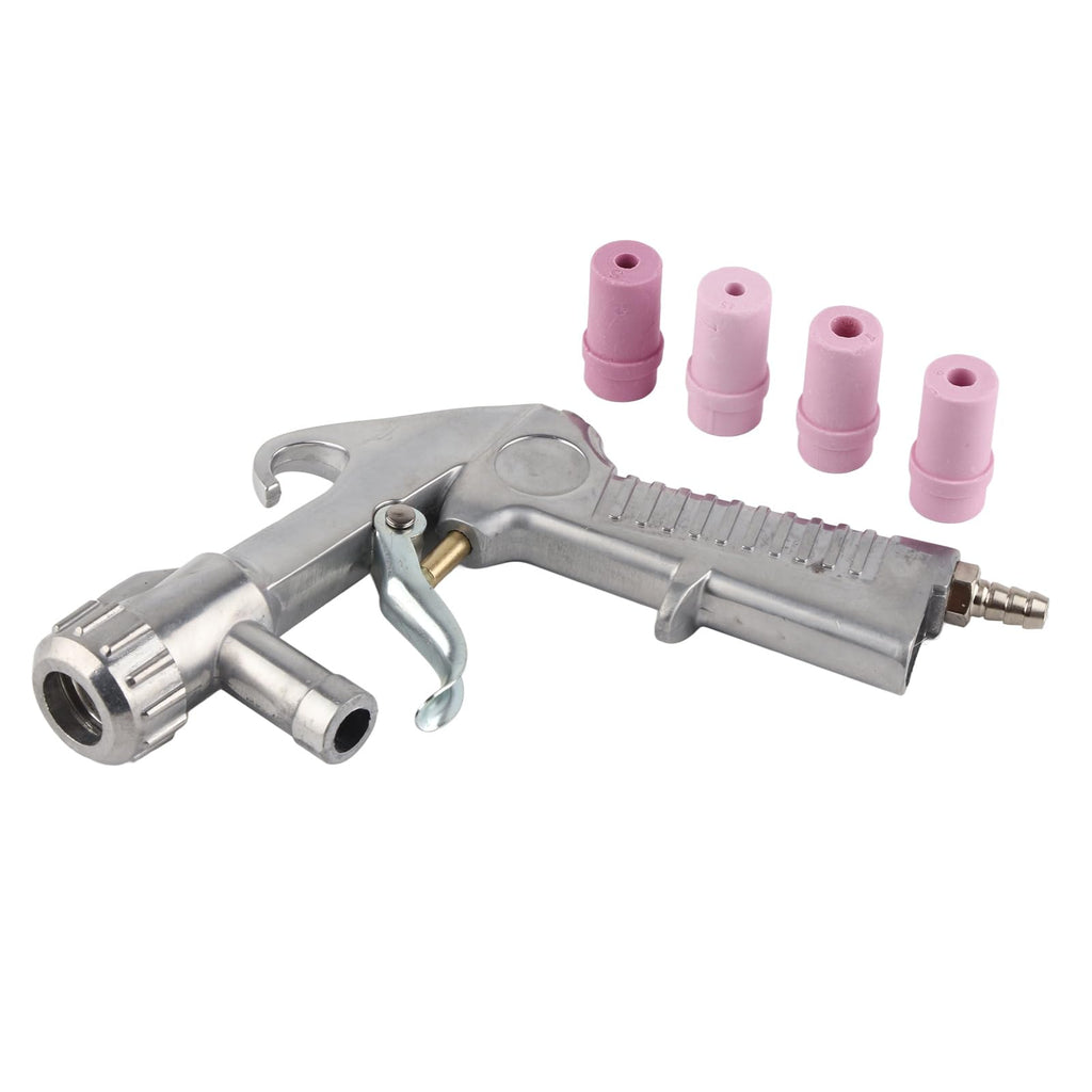 Sandblasting gun, compressed air gun, air blow gun with 4 pieces ceramic nozzle kit for sandblasting