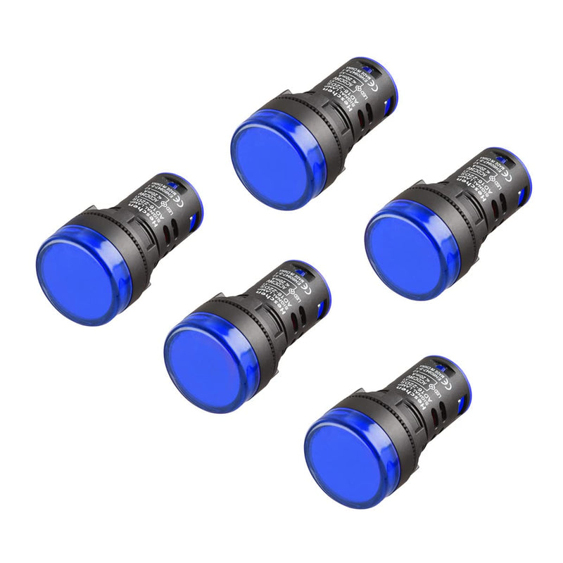 Heschen 22mm LED indicator light AD16-22D/S 24VDC 20mA blue light color pack of 5