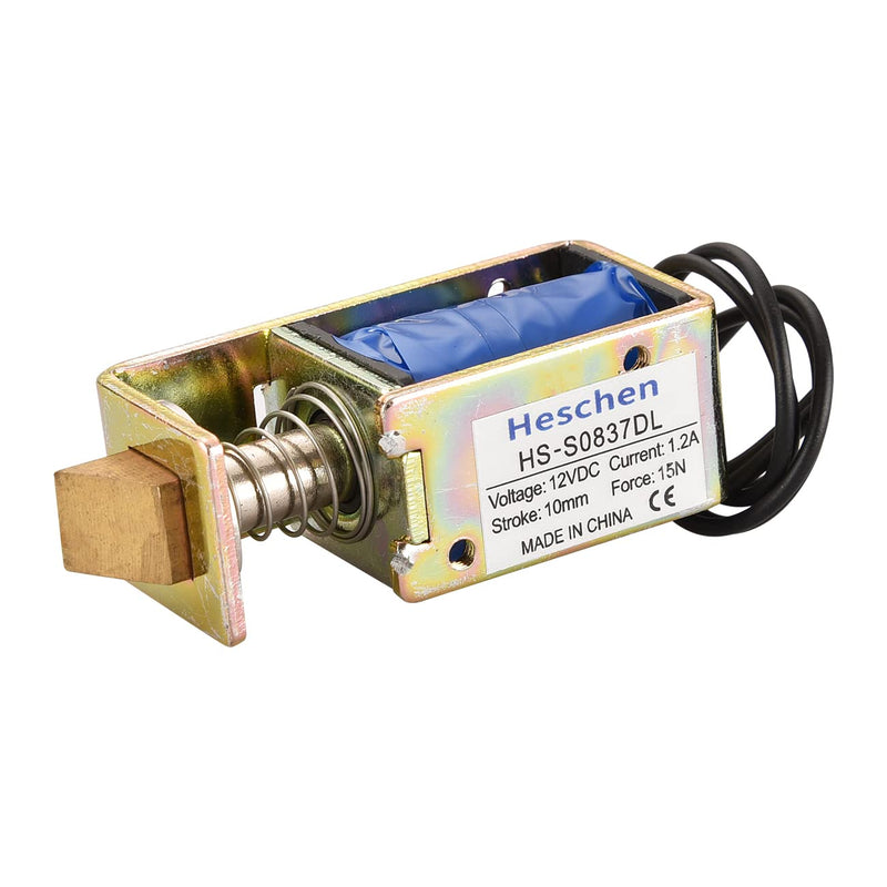 Heschen Electromagnet Solenoid HS-S0837DL DC12V 1A 15N 10mm Stroke Push Pull Type Open Frame Door Lock
