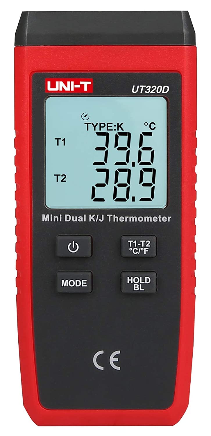UNI-T UT320D Series UT320 Mini Contact Thermometer, Dual Channel, -50°C to 1300°C