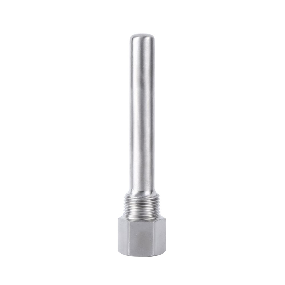 Thermowell thermometer protective sleeve made of stainless steel, 1/2 inch NPT thread for temperature sensors