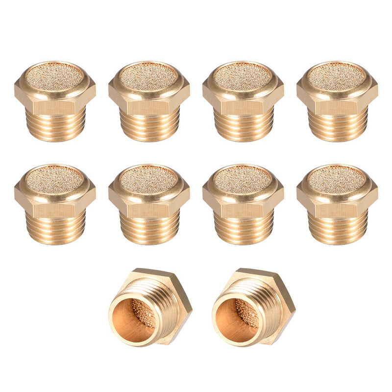 sourcing map 10pcs Brass Silencer G1/4 Adjustable Silencer G Brass
