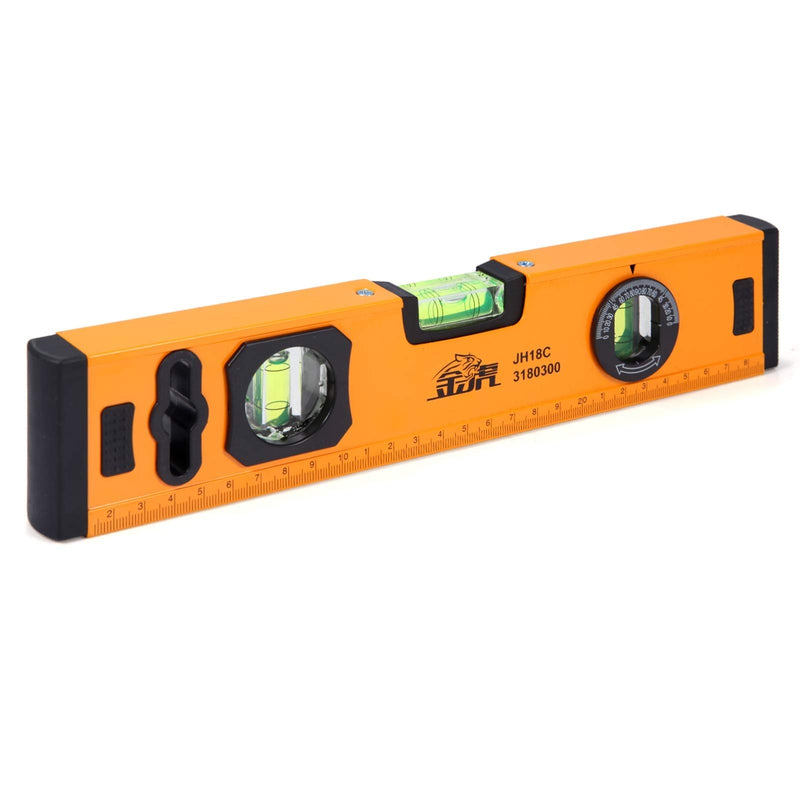 Siumir Small spirit level 30 cm Magnetic spirit level with 3 levels for measurements of 180°, 90° and 45° 30cm