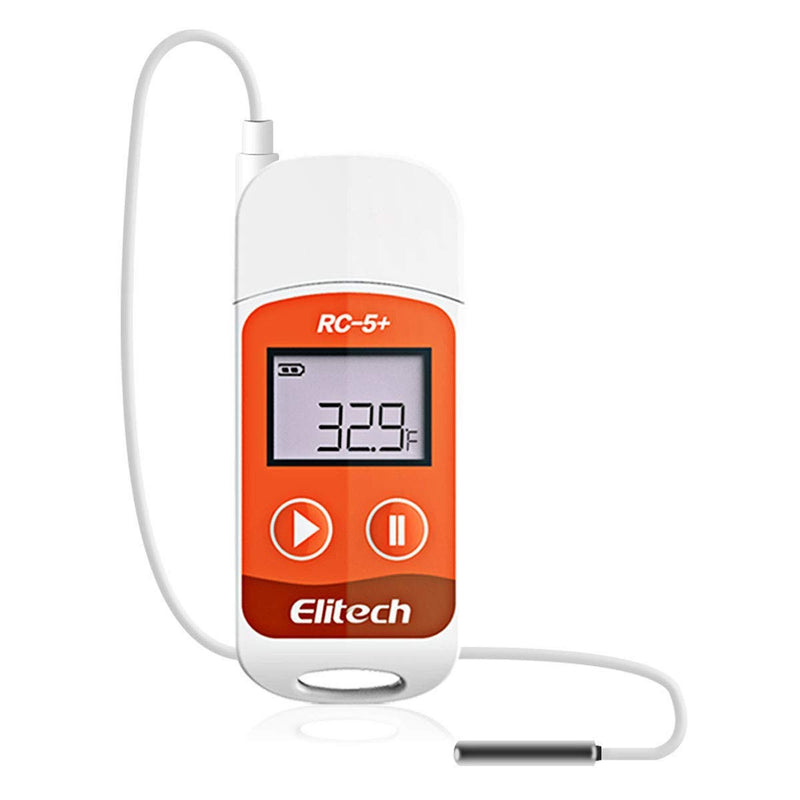 Elitech RC-5+ TE PDF USB Temperature Data Logger Reusable Recorder 32000 Points High Accuracy with Calibration Certificate Temperature Logger (External Probe) 1