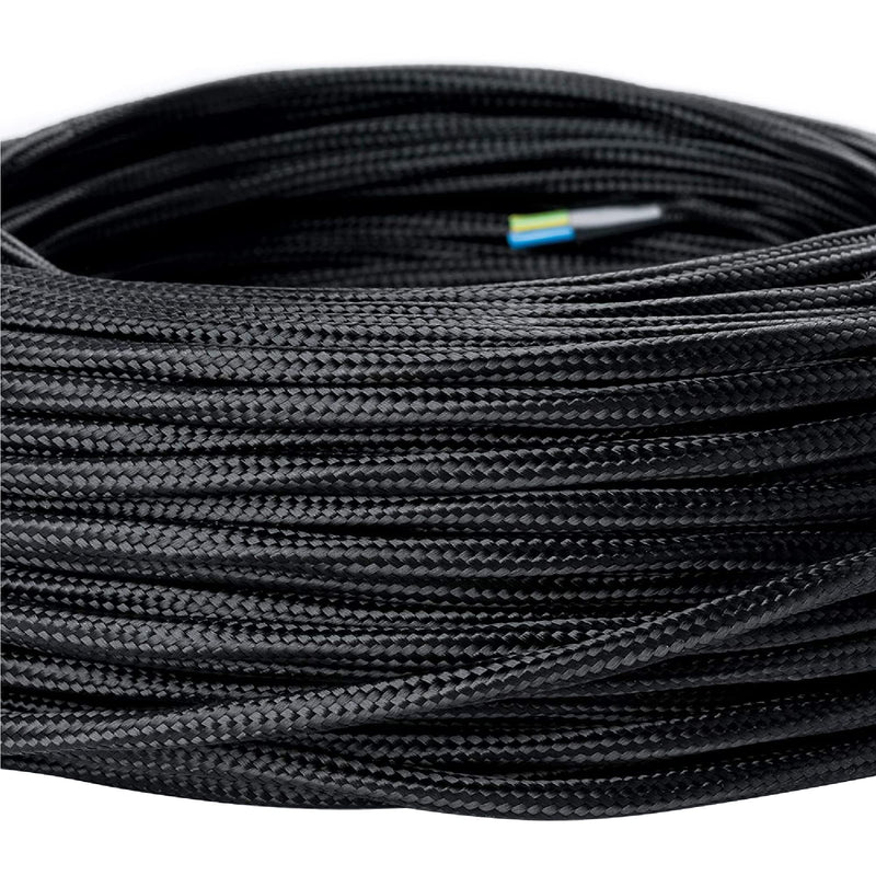 ORION LIGHTSTYLE textile cable for lamps, 5 m black, 3-wire, (3x 0.75 mm²) - plastic power cable with earth conductor, textile coated 5 m