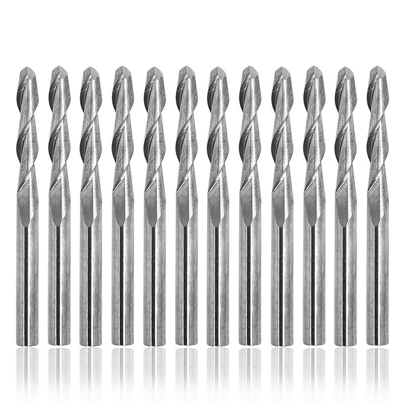 Afunta Ball End Mill 3.175mm 2mm Cutting Diameter Tungsten Steel 17mm Groove Length Pack of 12