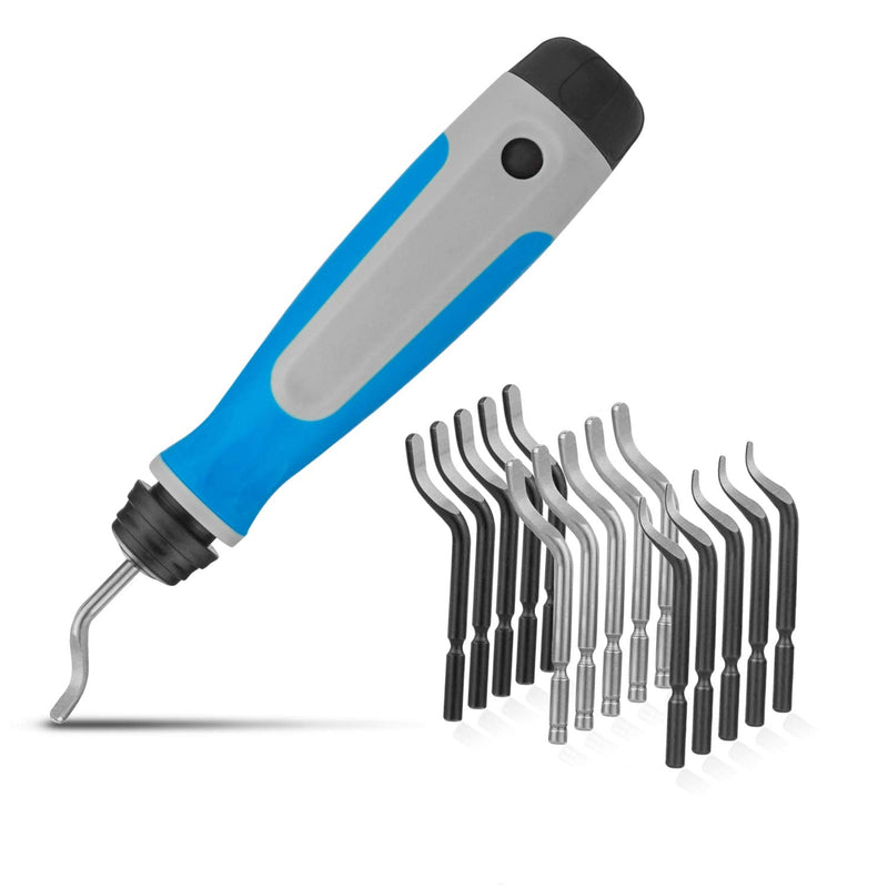 STARVAST Deburrer Tool Universal, Hand Deburrer with 15 Replacement Blades, 360° Rotating Blade Cutting Tool for 3D Printers, Plastic, Aluminum and Stainless Steel (1 Tool + 15 Blades)