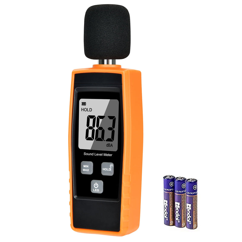Handheld Sound Level Meter, 30~130dB Decibel, Backlight Noise Meter, Digital LCD Display for Indoor and Outdoor Use, Max/Min/Hold Function