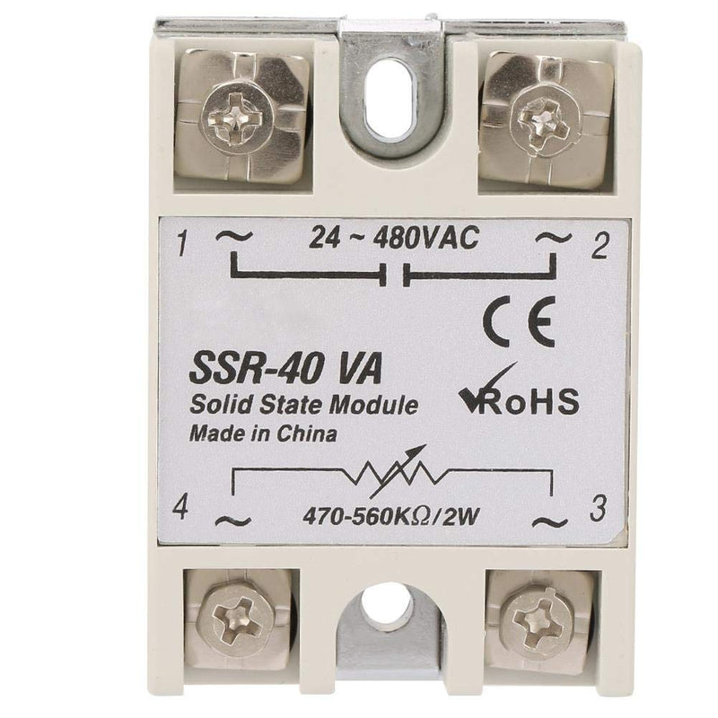 Keenso SSR-40VA Load Voltage 24-480V AC 40A Rated Current Resistance Regulator Solid State Relay SSR Module for Industrial Automation Processes Relay