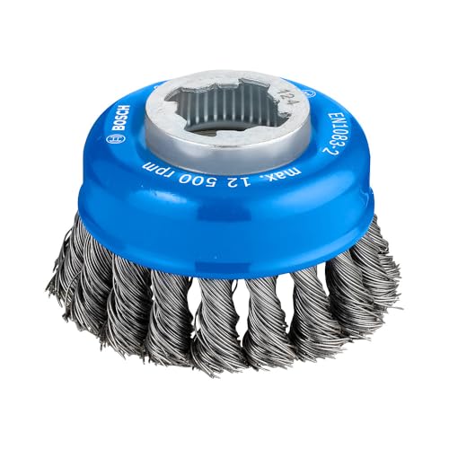 Bosch Professional 1 x Braided Cup Brush Heavy (for Metal, X-LOCK, Diameter 75 mm, Wire Thickness 0.5 mm, for Diameter 125 mm, Accessories Angle Grinder) 0.50 mm