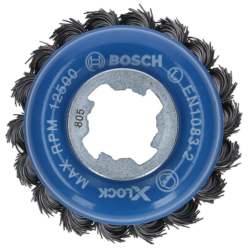 Bosch Accessories 1x Braided Cup Brush Heavy (for metal, X-LOCK, Ø 75 mm, wire thickness 0.5 mm, for Ø125 mm, angle grinder accessories) 0.5 mm