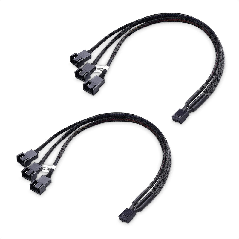 Cable Matters 2pcs 4 Pin PWM Splitter Cable 30cm 3 Computer Fan Splitter Cable PC Fan Splitter Cable 3 Fan Splitter Cable for Desktop