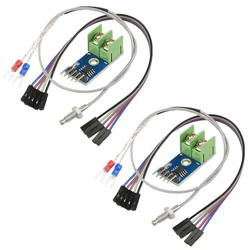 BGTXINGI 2PCS DC 3-5V MAX6675 Thermocouple Module Mini Board and 2PCS K Type Thermocouple Temperature Sensor with Cable
